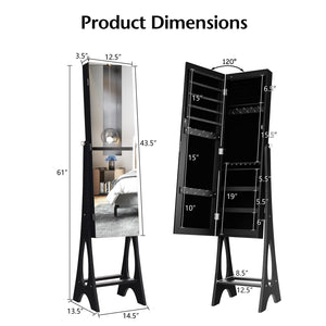 Armoire à Bijoux Miroir Debout-Noir