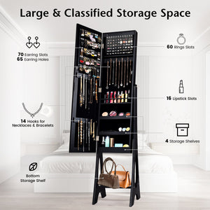 Armoire à Bijoux Miroir Debout-Noir