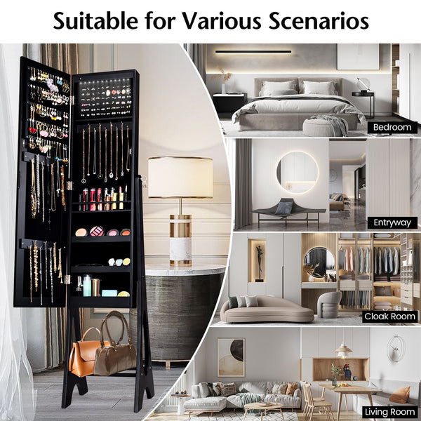 Armoire à Bijoux Miroir Debout-Noir
