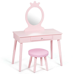Children's vanity table and chair set makeup stool