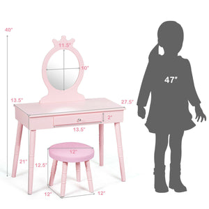 Children's vanity table and chair set makeup stool