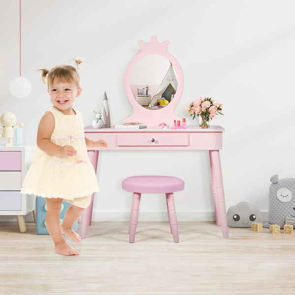 Children's vanity table and chair set makeup stool