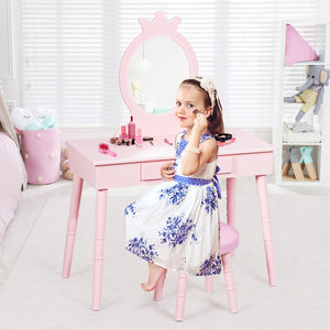 Children's vanity table and chair set makeup stool