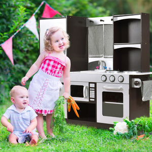 Children's Wooden Modern Kitchen Pretend Play Set