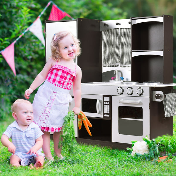 Children's Wooden Modern Kitchen Pretend Play Set