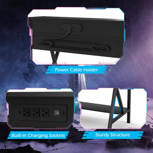 Bureau de jeu professionnel tout-en-un avec tasse et support pour casque