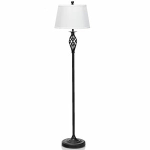 Set of 3 lamps: 2 table lamps and 1 floor lamp with fabric shades