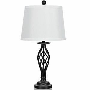 Set of 3 lamps: 2 table lamps and 1 floor lamp with fabric shades