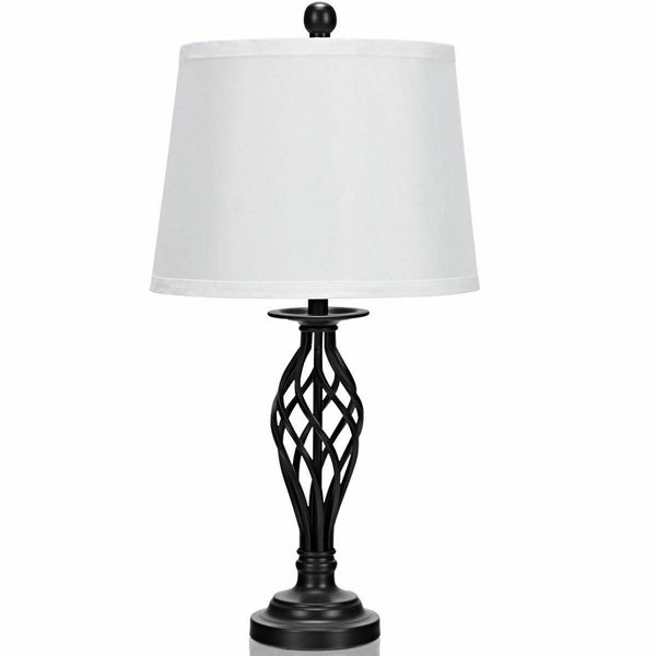 Set of 3 lamps: 2 table lamps and 1 floor lamp with fabric shades