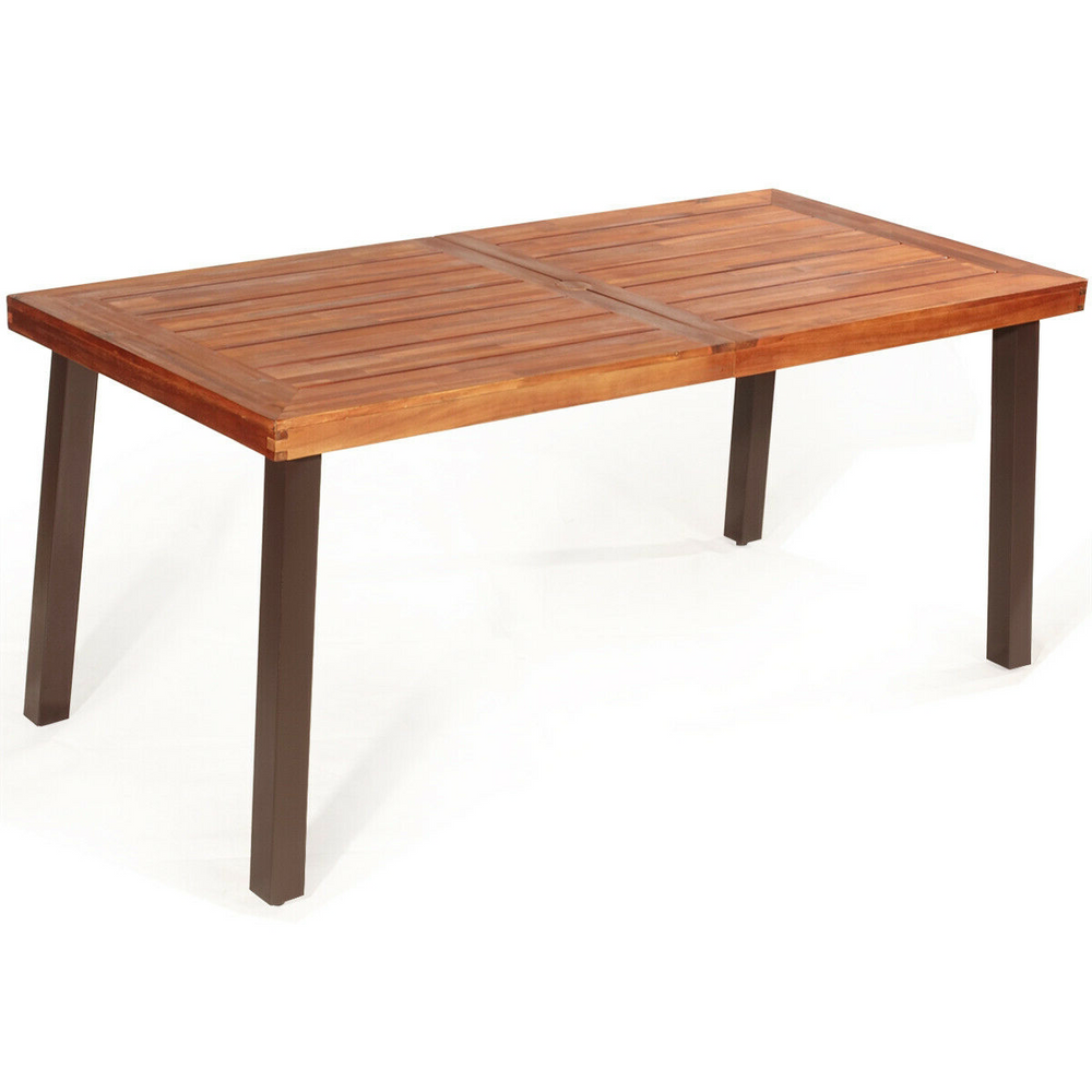 Table de salle à manger rustique en bois d'acacia rectangulaire