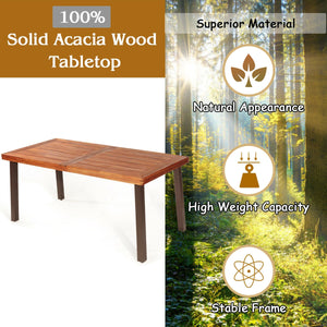 Rustic rectangular acacia wood dining table