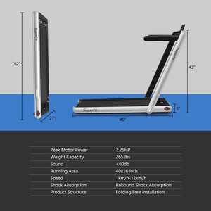 2-in-1 Motorized Electric Treadmill with Dual Display - Silver