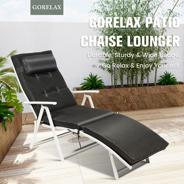 Chaise longue pliante légère d'extérieur - Noir