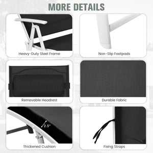 Chaise longue pliante légère d'extérieur - Noir