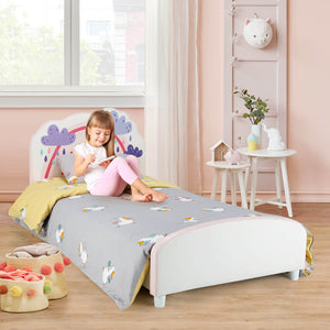 Lit plateforme rembourré en bois pour enfants avec motif arc-en-ciel