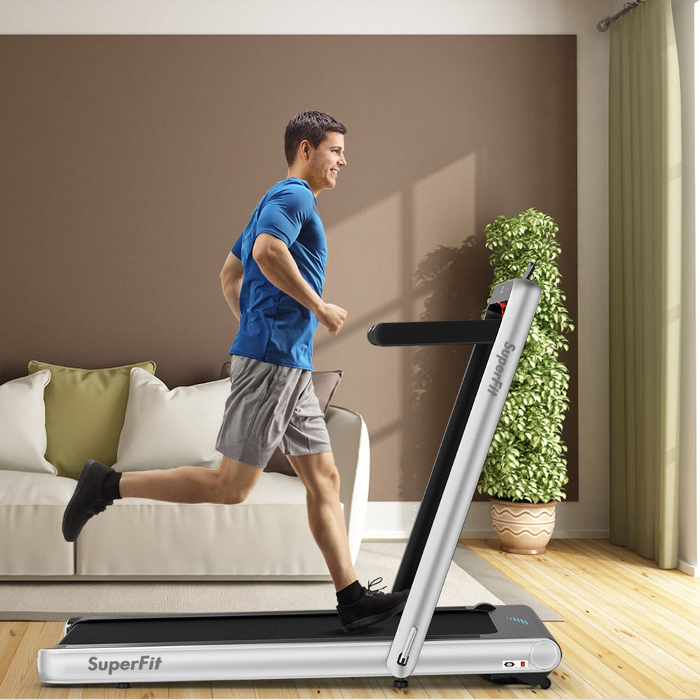 Tapis de course pliant 4 75HP 2 en 1 avec télécommande APP-Silver