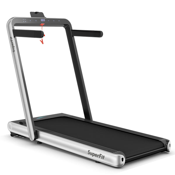 Folding Treadmill 4 75HP 2 in 1 with APP Remote Control - Silver