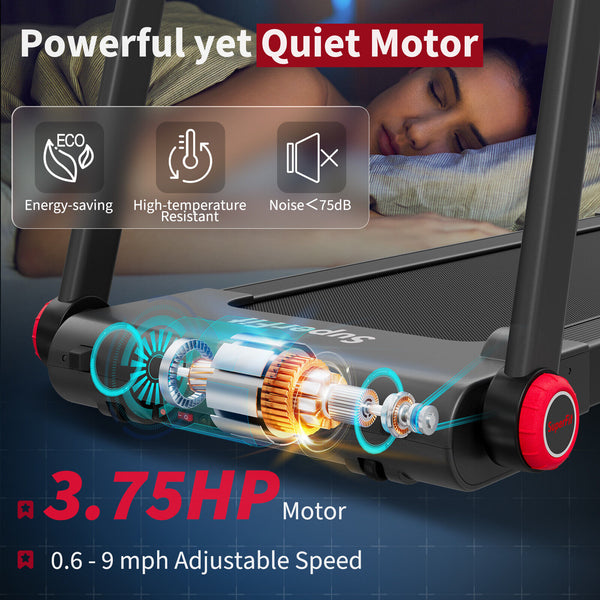 Tapis de course électrique pliable de 3 75 CV avec application Bluetooth autonome