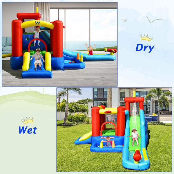 Toboggan aquatique gonflable 9 en 1 pour enfants avec maison de rebond sans souffleur