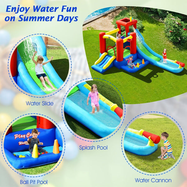 Toboggan aquatique gonflable 9 en 1 pour enfants avec maison de rebond sans souffleur