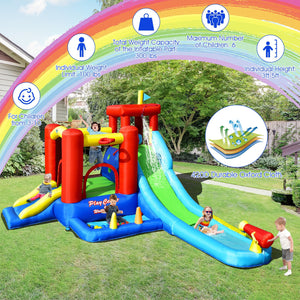 Toboggan aquatique gonflable 9 en 1 pour enfants avec maison de rebond sans souffleur
