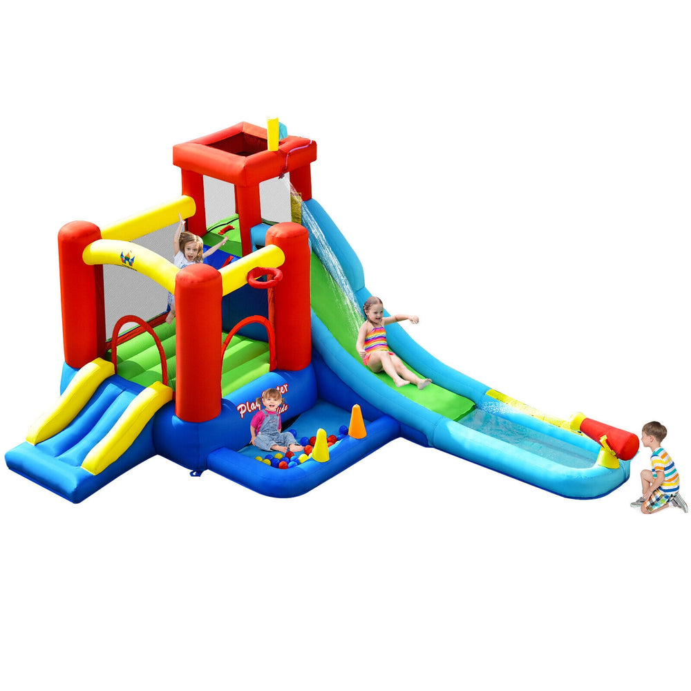 Toboggan aquatique gonflable 9 en 1 pour enfants avec maison de rebond sans souffleur