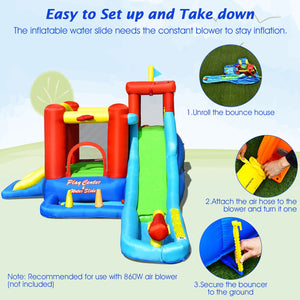 Toboggan aquatique gonflable 9 en 1 pour enfants avec maison de rebond sans souffleur