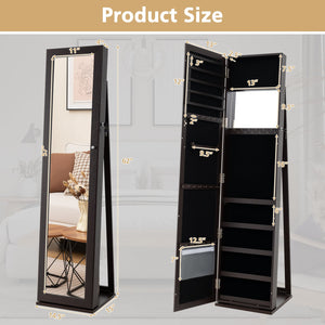 Armoire à bijoux autoportante verrouillable avec miroir pleine longueur