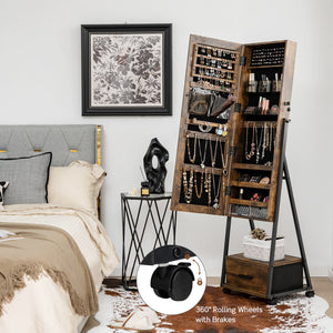 Jewelry cabinet with full-length mirror - Brown