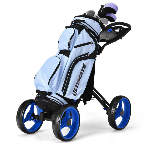 4-wheel golf trolley with brake, scoreboard and adjustable handle