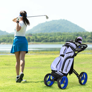 4-wheel golf trolley with brake, scoreboard and adjustable handle