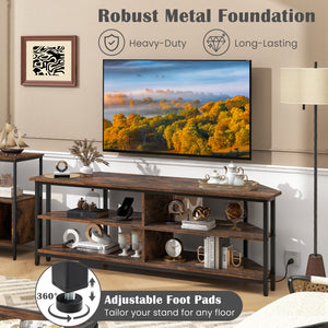 3-tier corner TV stand for TVs up to 65 inches with charging station