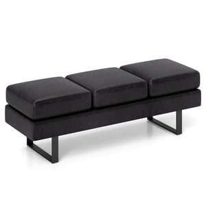 Banc rembourré 3 places avec pieds en métal – Noir