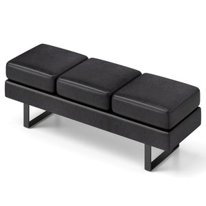 Banc rembourré 3 places avec pieds en métal – Noir