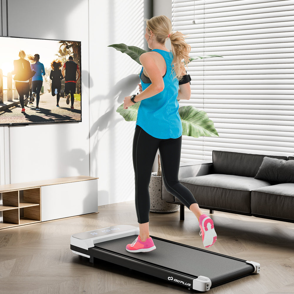 Tapis de course sous le bureau 2 5 CV avec télécommande et 3 modes de compte à rebours - Blanc
