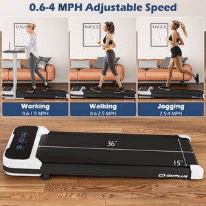 Tapis de course sous le bureau 2 5 CV avec télécommande et 3 modes de compte à rebours - Blanc