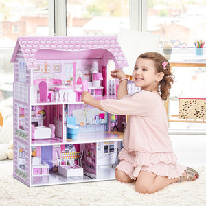 28-inch pink dollhouse with furniture