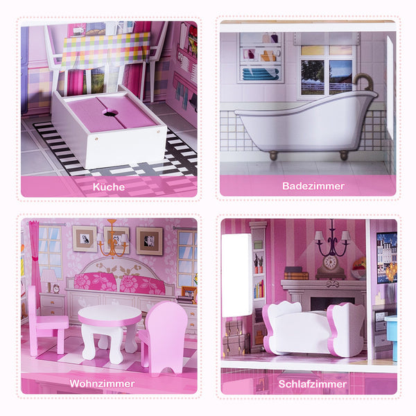 28-inch pink dollhouse with furniture