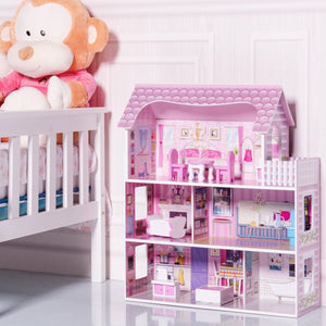 28-inch pink dollhouse with furniture