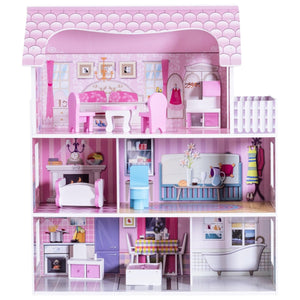 28-inch pink dollhouse with furniture
