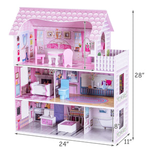 28-inch pink dollhouse with furniture