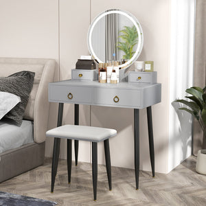 Ensemble de coiffeuse avec miroir - gris