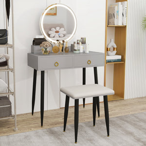 Ensemble de coiffeuse avec miroir - gris