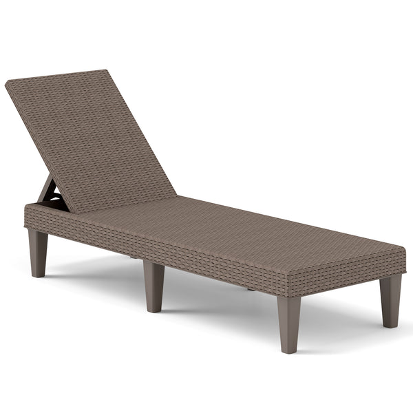 Outdoor lounge chair with textured, waterproof rattan-look PP surface - Brown