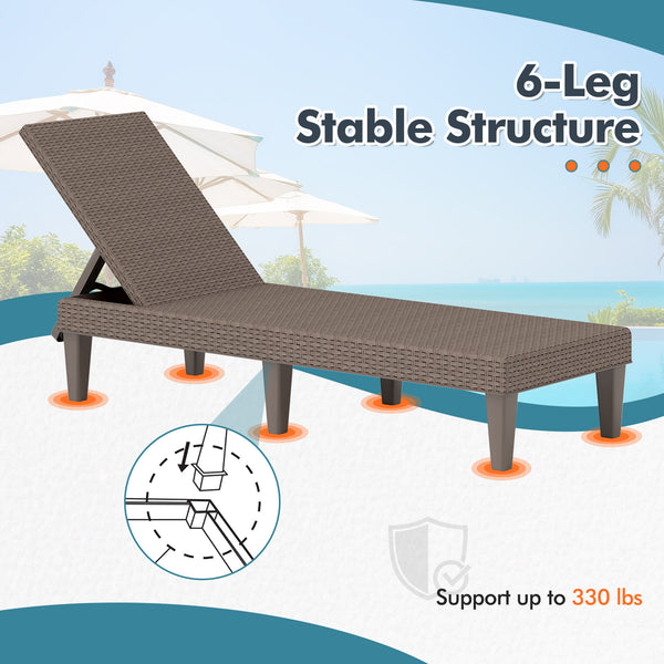 Outdoor lounge chair with textured, waterproof rattan-look PP surface - Brown