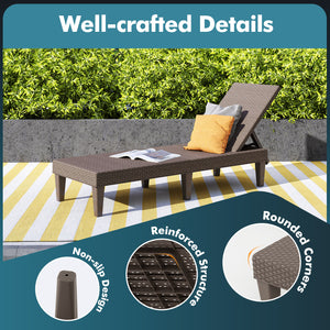 Outdoor lounge chair with textured, waterproof rattan-look PP surface - Brown