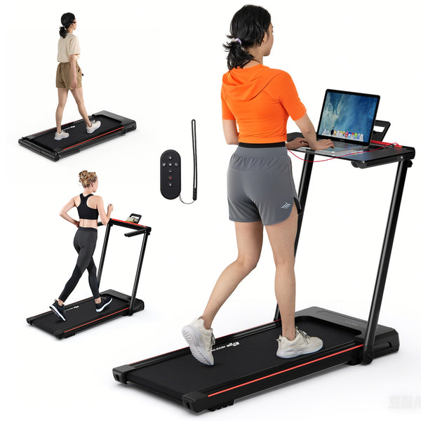 Tapis de course pliant 3 en 1 de 2 25 HP avec télécommande pour haut-parleur de table - Noir