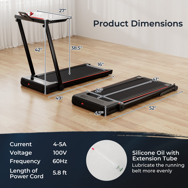 Tapis de course pliant 3 en 1 de 2 25 HP avec télécommande pour haut-parleur de table - Noir