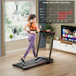 Tapis de course pliant 3 en 1 de 2 25 HP avec télécommande pour haut-parleur de table - Noir