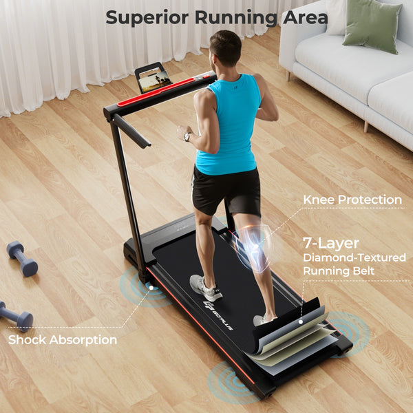 Tapis de course pliant 3 en 1 de 2 25 HP avec télécommande pour haut-parleur de table - Noir